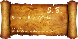 Streit Boglárka névjegykártya